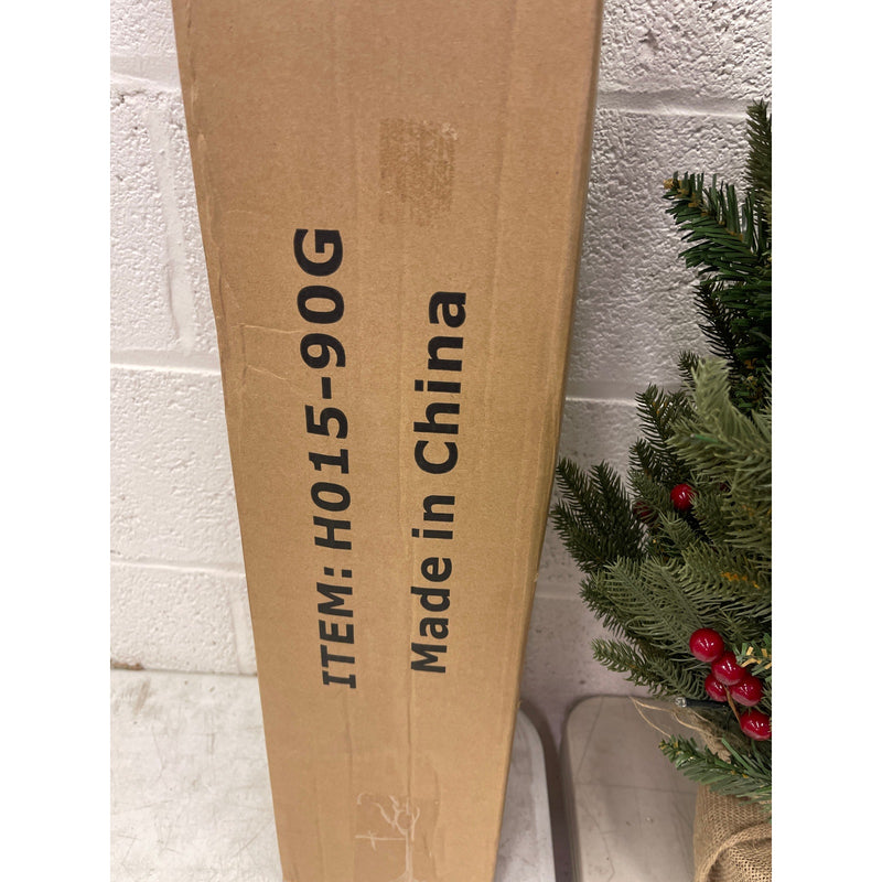 3 ft. Christmas Tree with Pinecones/Berries and Burlap Wrapped Stand - Pre Lit