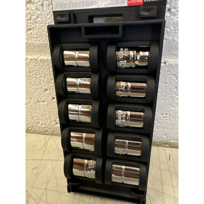 Performance Tool 10 Piece 3/8 in. Drive 12pt Metric Socket Set, 10mm to 19mm