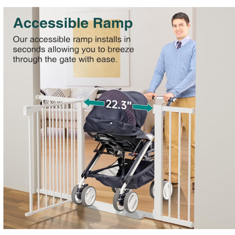 Cumbor 29.7-54.2" Wide Baby Gate Self Closing Dog Gate Pressure Mounted - White