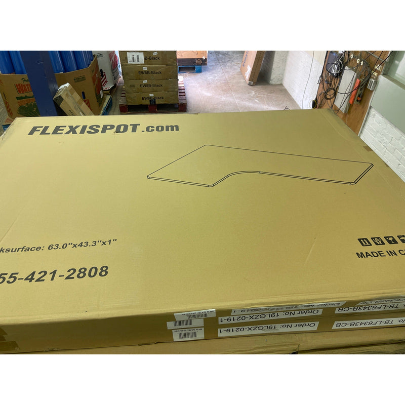 Flexispot Desk Top Only No Frame, L-shaped 63" x 42" x 1" Black