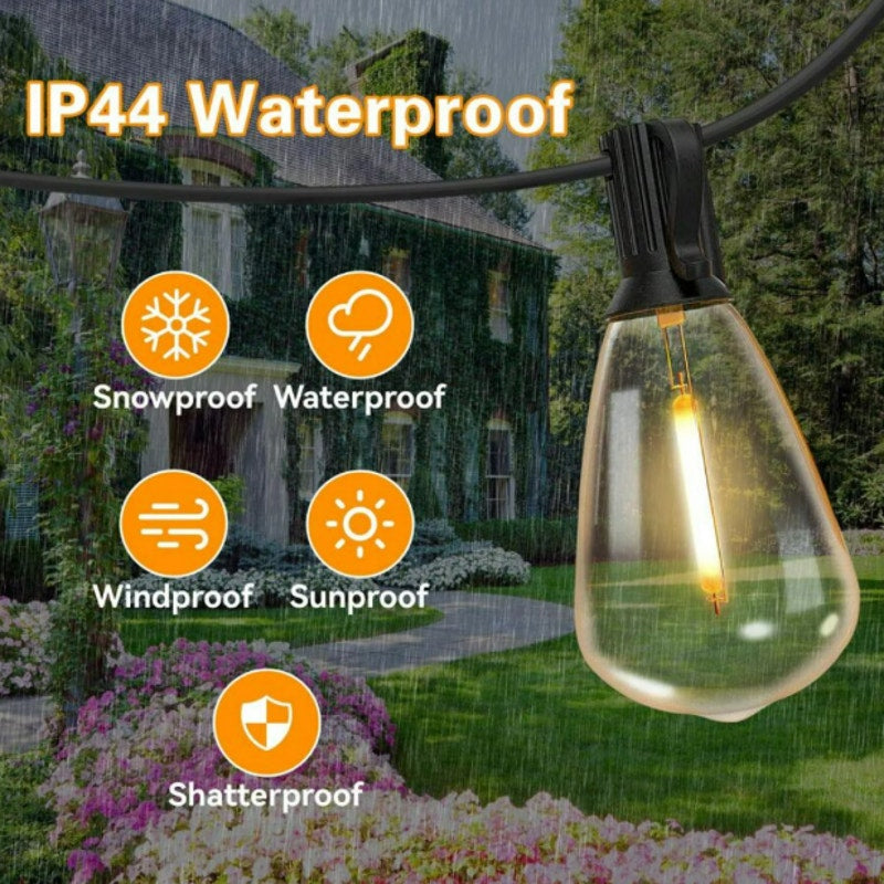 50FT LED Outdoor String Lights, 24 Outdoor Patio Lights, Shatterproof Bulbs ST38