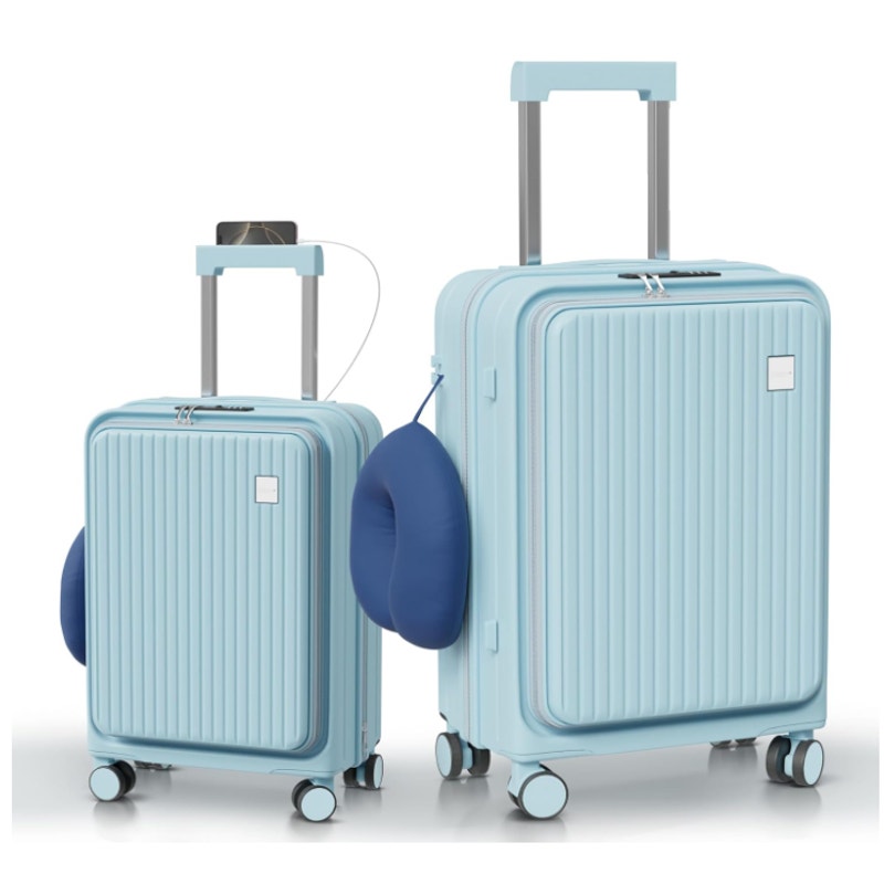 Classigo 2 piece luggage set Macaron Blue 20" & 28" Hardside Expandable Spinner