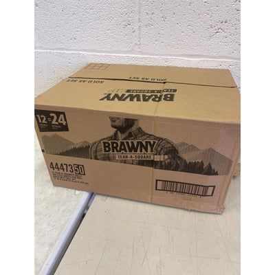 Brawny Tear-A-Square Paper Towels, 12 Double Rolls=24 Regular Rolls, 100 Sheets