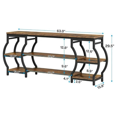 Tribesigns 63” Console Table, Abstract 3 Tier Entryway Table w Storage Shelves