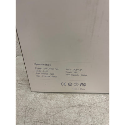 Air Cooler Fan 9W Portable Cooling Fan/AC Unit -L100- 1000ML - White/Gray