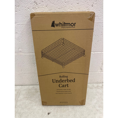 Whitmor Rolling White Wire Underbed Cart Under Bed Storage w Wheels 25"x25"x6.5"