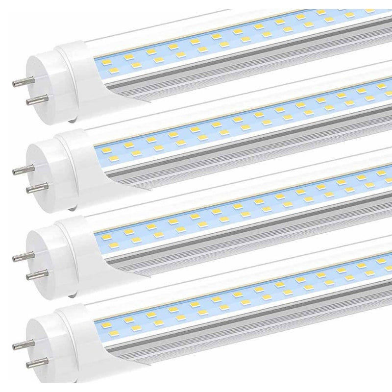 4-PACK JESLED Dual Row T8 LED Tube Light 4FT 24W Clear 3200Lm Double Ended Power
