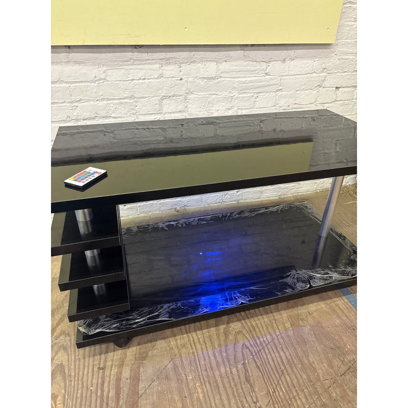 Coffee Table 39.5" L x 20" H x 20" W TV Stand, with LED Light & Remote Black