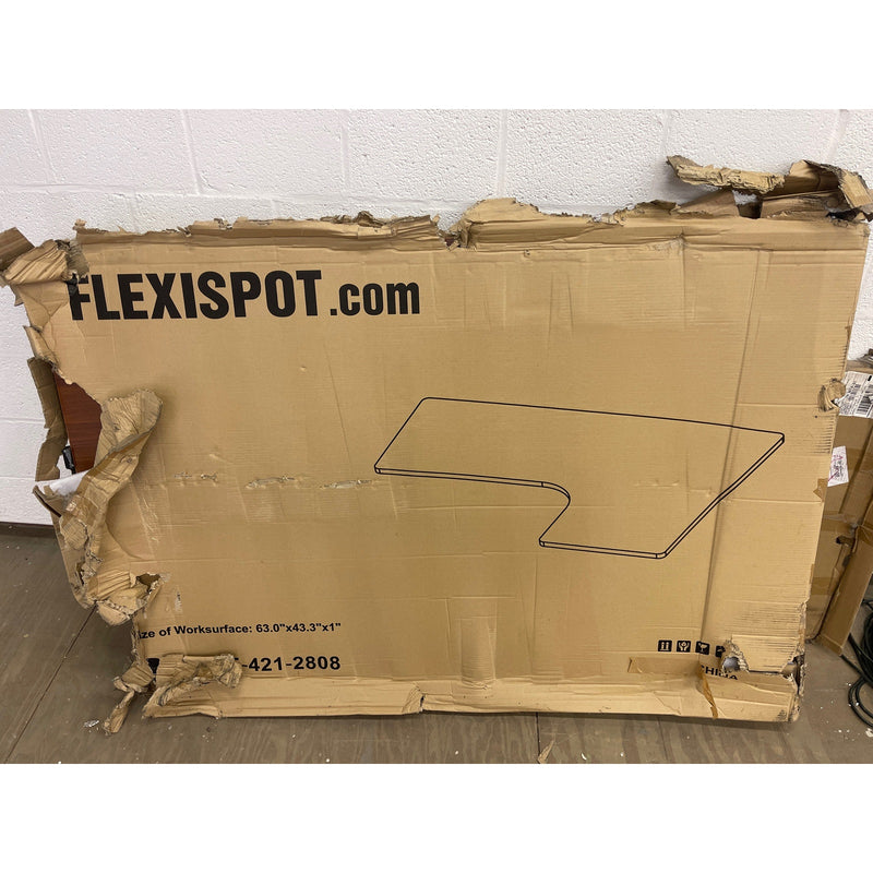 Flexispot Desk Top Only No Frame, L-shaped 63" x 43" 1-Piece Brown CHIPPED