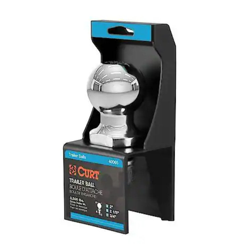 CURT 2in. Trailer Ball 3/4in. x 2-1/8in. Shank; 3,500 lbs. Chrome - 40065