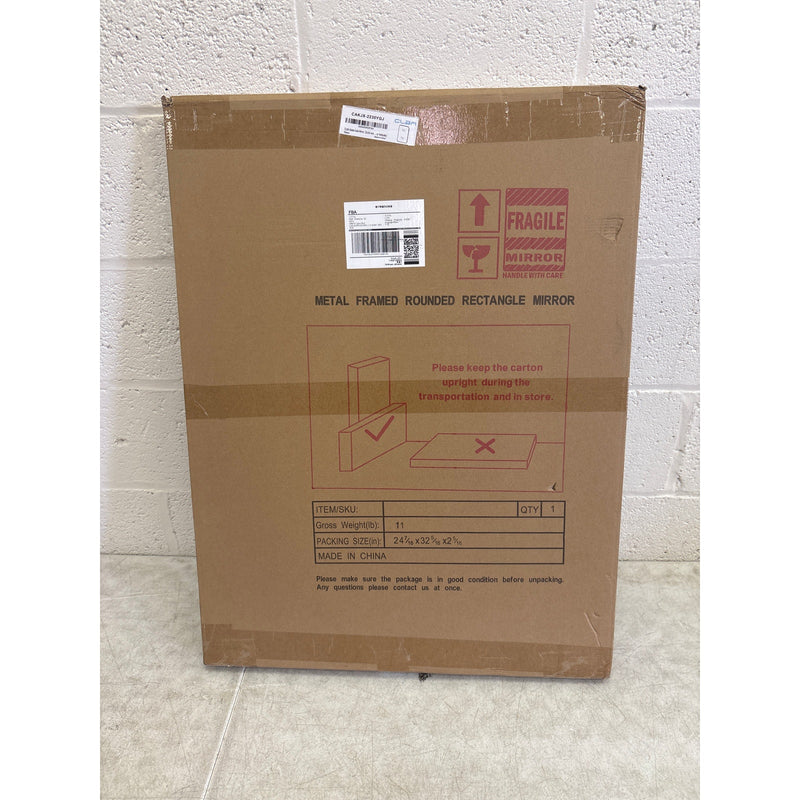 CLBA Matte Gold Mirror 22x30" Rounded Rectangle Aluminum Alloy Framed Vanity