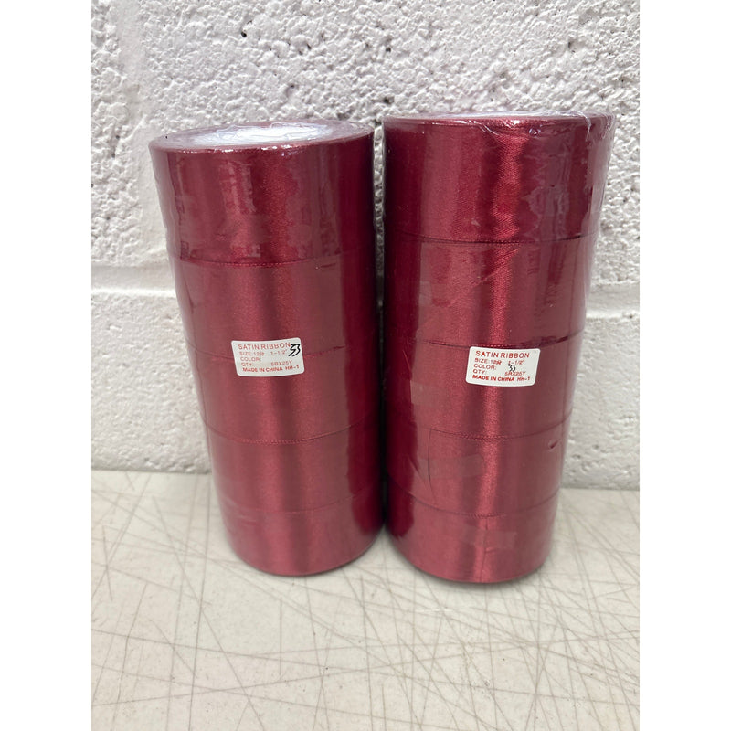 Pack-of-10 Rolls Red Satin Ribbon 1-1/2 Inches x 25 Yards Each Roll. Polyester