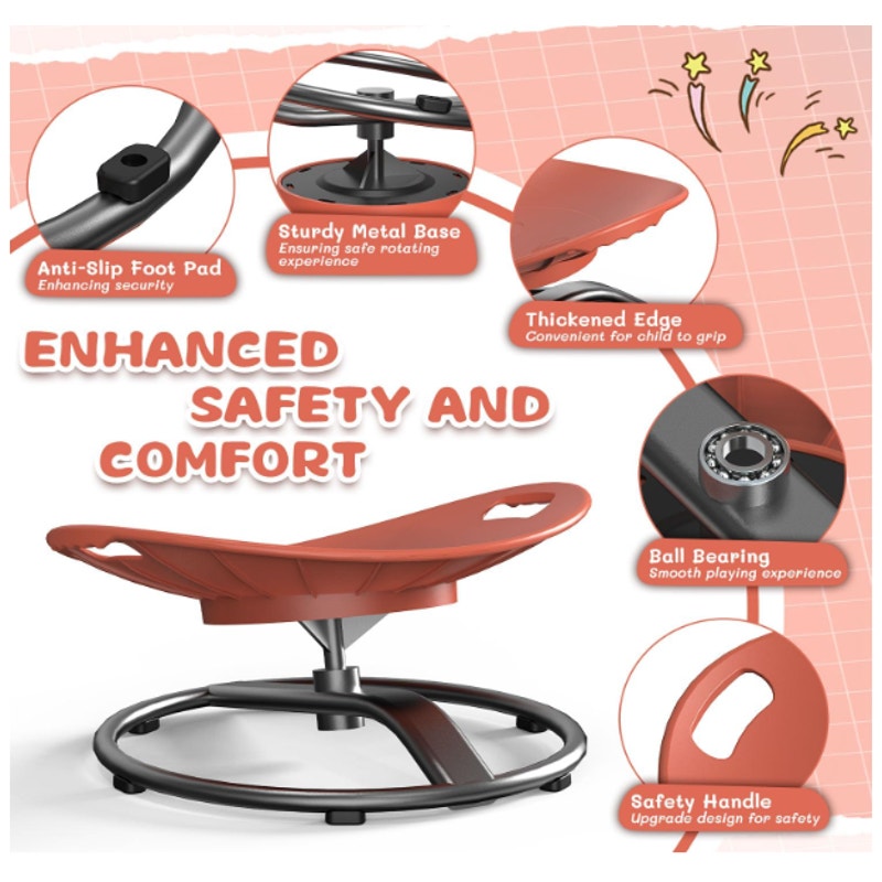 Spinning Chair for Autistic Kids - Sensory Spinning Chair w Handles & Non-Slip