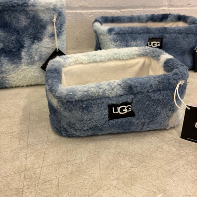 Ugg Teddie Tie-Dye 3 Piece Storage Set Soft Fuzzy Baskets Home Organization Blue