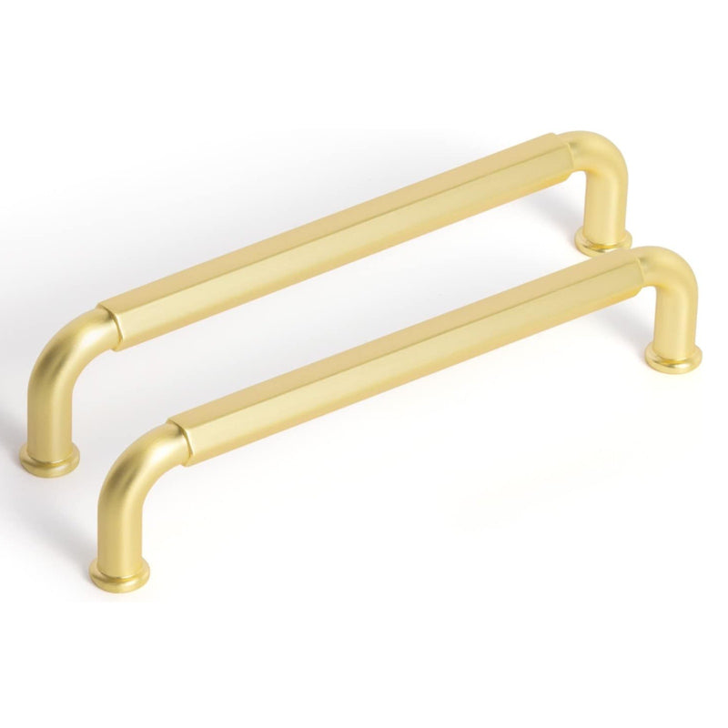 6-Pack Goo-Ki 3-3/4" Hole Center Cabinet Pulls Light Brushed Brass, Hardware