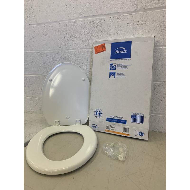 BEMIS Richfield Elongated Toilet Seat in White  Enameled Wood Closed Front