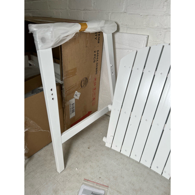 Set of 2 Wooden Adirondack Chairs, Lounger with Arm Rests. White, SEE DETAILS