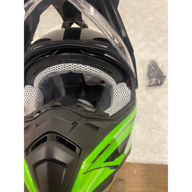 Casco de moto todoterreno ILM con visera solar integral, color verde y negro, talla XL