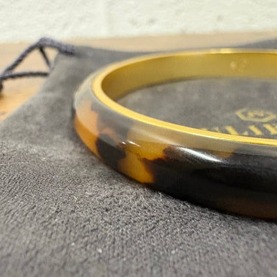 Julie Vos Madison Statement Bangle Carnaby Gold & Acrylic Tortoiseshell - Medium