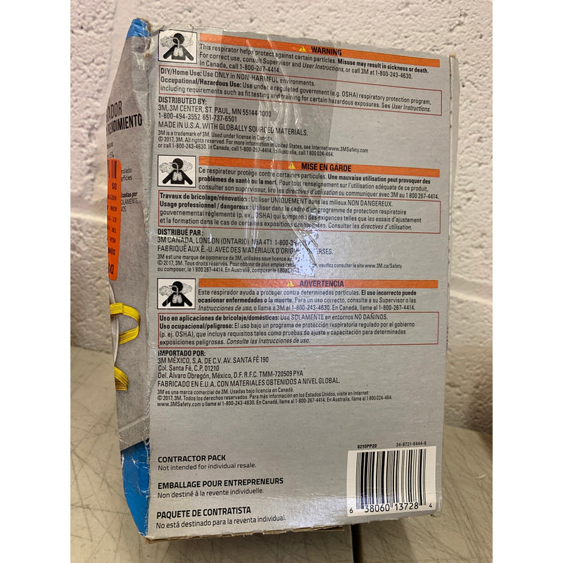 8-BOXES-OF-20-MASKS 3M 8210 Plus Paint Sanding Dust Particulate N95 Respirator