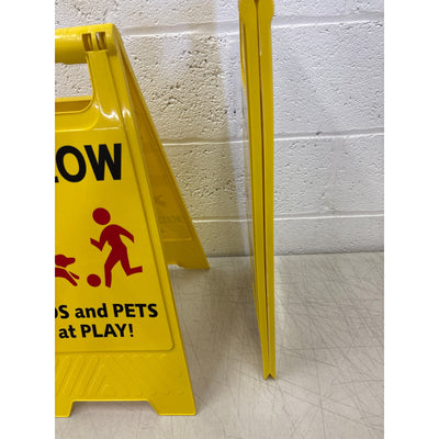 2-Pack Slow Kids and Pets at Play Sign, 24" Height, Signs for Street Yellow