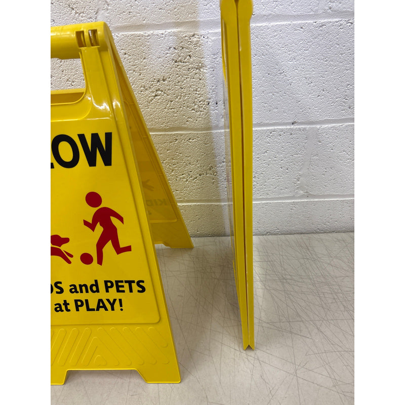 2-Pack Slow Kids and Pets at Play Sign, 24" Height, Signs for Street Yellow