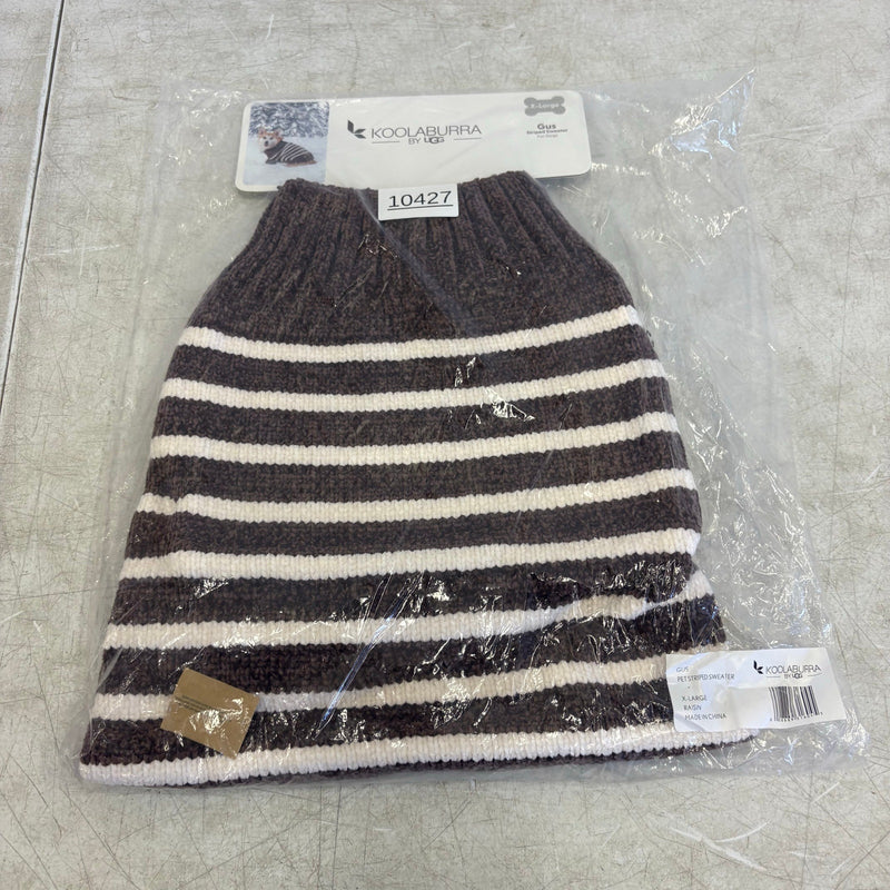 Koolaburra by UGG Pet Gus Striped Dog Sweater- 20-21" Collar, Brown/White - XL