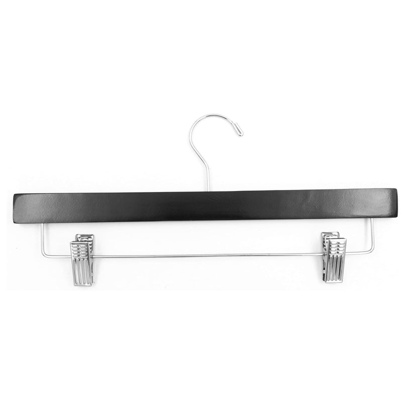 Case-of-50 SSWBasics 14-inch Black Wood Skirt and Pants Hangers