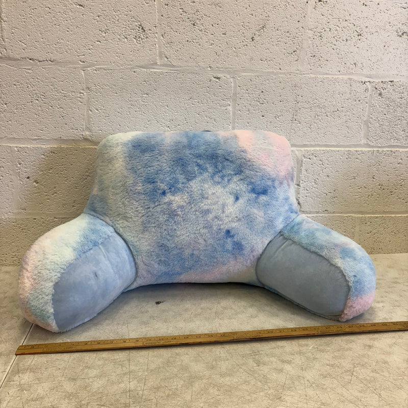 Soft Plush Backrest Pillow, 30"W x 15"H, Reading Pillow - Blue Tie Dye Design