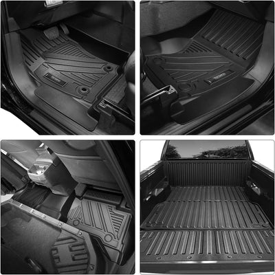 Vanseno All Weather Floor, Tailgate & Bed Mats for 2024 Toyota Tacoma - Black