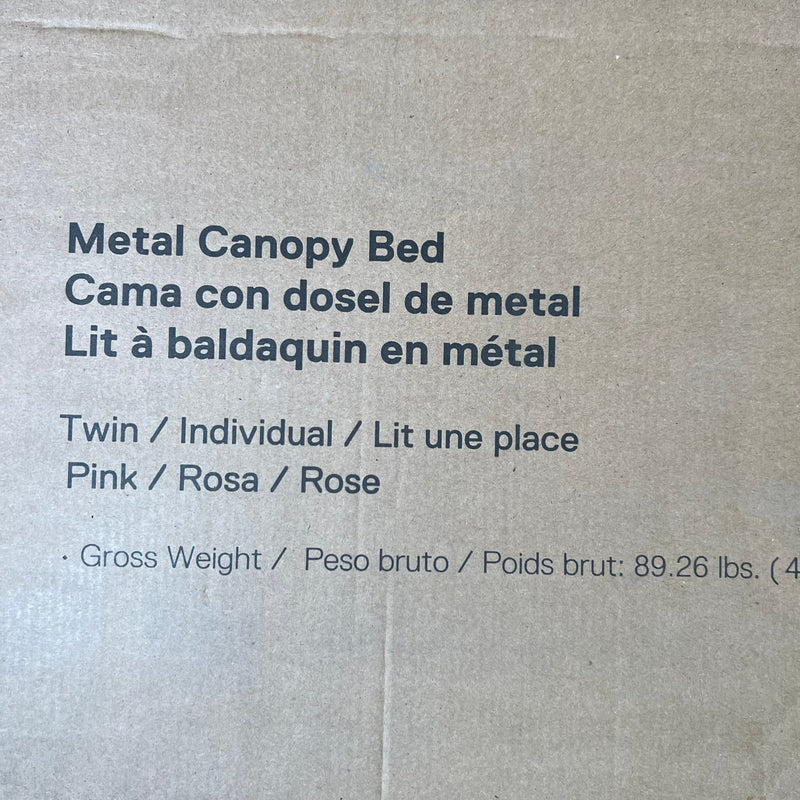 DHP Pink Metal TWIN Canopy Bed, L 83 in. x W 77 in. x H 61 in. 4073719