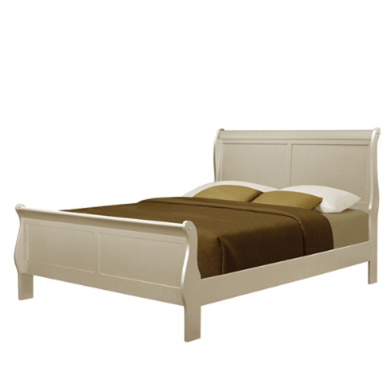 Juego de cabecero, pie de cama y barandilla con diseño de trineo King Champagne Crown Mark Louis Philip