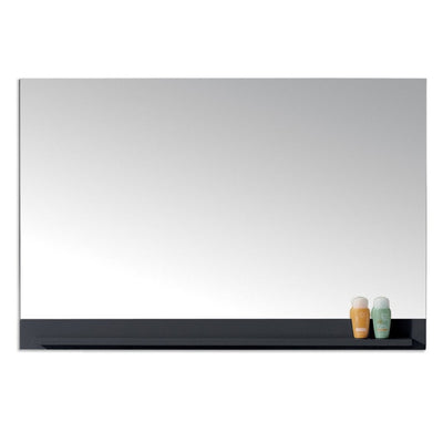Gloria Mirror with Shelf 47.2 in. W x 31.4 in. H, Black, Solid Wood, Wall Mount