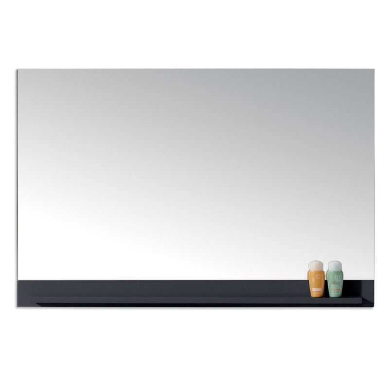 Gloria Mirror with Shelf 47.2 in. W x 31.4 in. H, Black, Solid Wood, Wall Mount