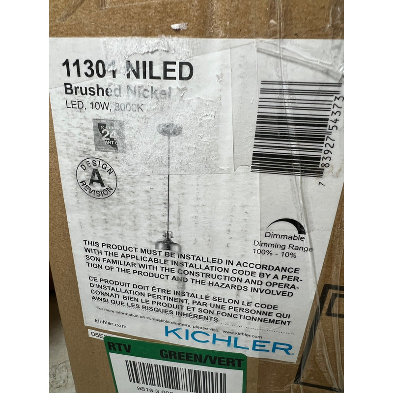 Kichler Lighting One Light Mini Pendant, Brushed Nickel LED, 10W 45"x7"x12"