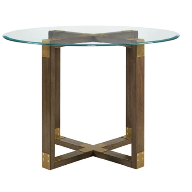 Dorel Round Glass Top Wooden Dining Table, Wooden Legs Brown DA7805 SEE DETAILS